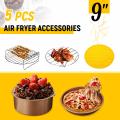 5Pcs 9" HOT SELL New Non-stick Air Fryer Accessories Baking Heat-resistant Silicone Mat Cake Pizza Pan -. 