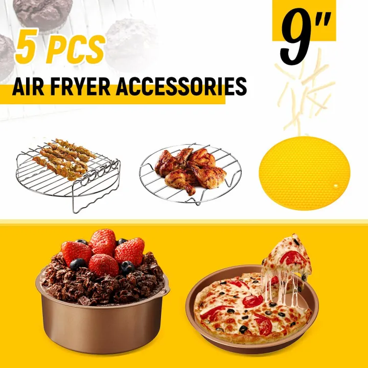 5Pcs%209"%20HOT%20SELL%20New%20Non-stick%20Air%20Fryer%20Accessories%20Baking%20Heat-resistant%20Silicone%20Mat%20Cake%20Pizza%20Pan%20-%20-%20Image%202