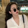 MIAOYA Fashion Jewelry Shop Taeyeon Retro Round Ladies Metal Frame Sunglasses For Couples Exquisite Birthday Gifts. 