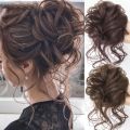 COD Remy Synthetic fluffy curly hair women's elastic wig brown and black hair clip. 