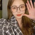 ✠✶♧ Hanbo slip Korean version TR90 square for girls round no makeup trendy face small frame anti blue light myopia glasses Eyeglass Frame Ins High Color Value. 
