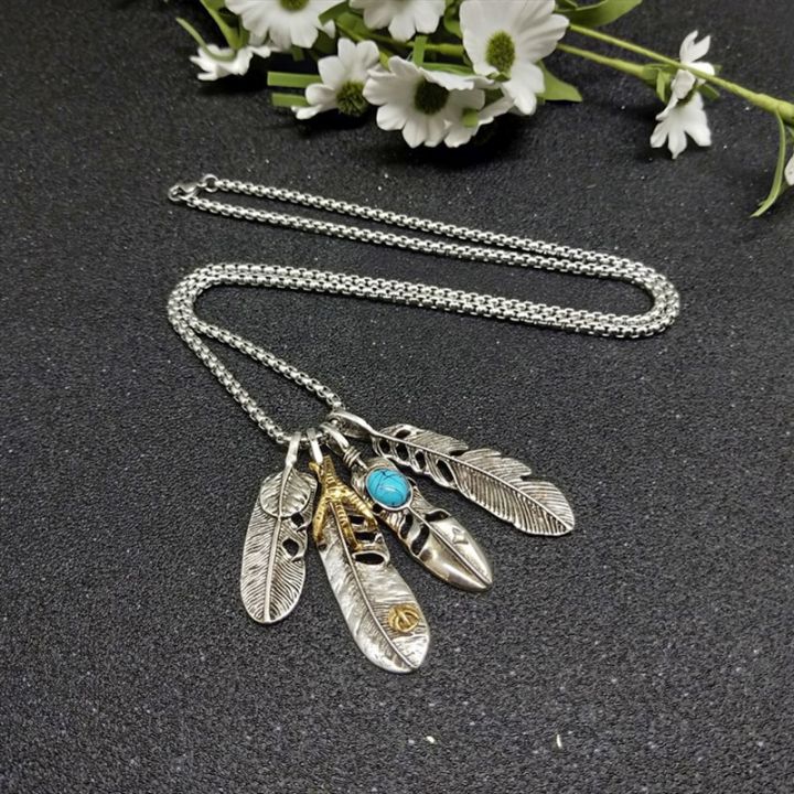 Dong Chen necklace couple feather Japanese Korean new pendant leaf brand Takahashi style eagle claw hip hop men and women