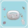 Bowie ANC TWS shell astronaut headphone case cute bear Baseus WM05 transparent TPU stitched protective cover soft hook decoration.