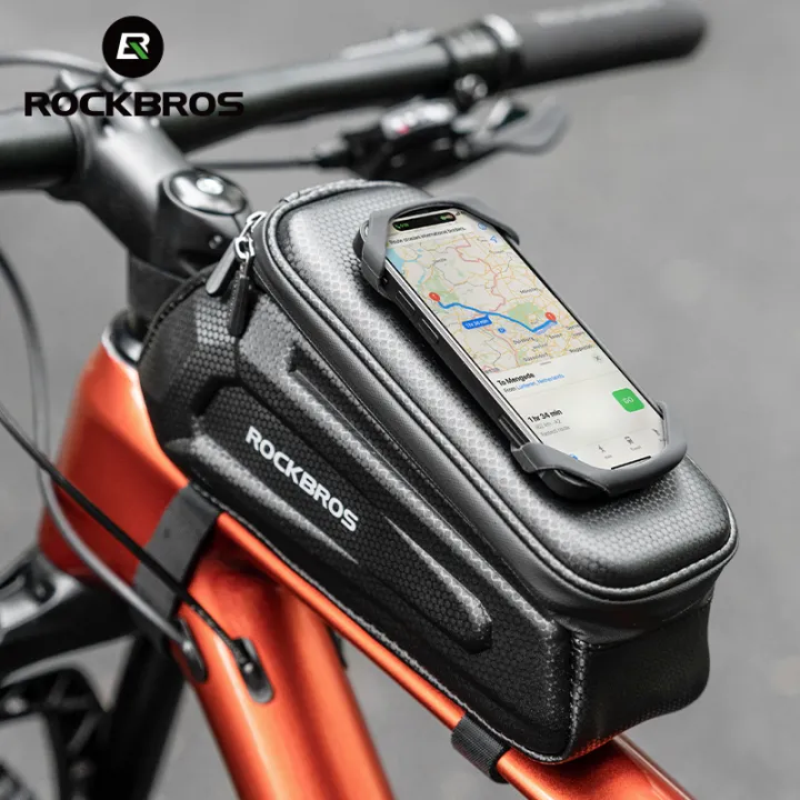 ROCKBROS Hard Shell Upper Tube Bag Large Open Flap And 1.5L Capacity Storage Pocket Phone Holder For Models Up To 6.5 Inches Front Bag Bike Accessories