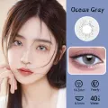 Mrs.H Norko Series Big Eyes Brown Grey Blue Colored Contact Lens Yearly Use 14.5mm no power Free Lens Case 2psc. 