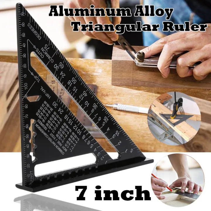Rafter Triangle Ruler 7'' Aluminum Triangle Ruler Speed Square Rafter Angle Miter Protractor ...