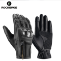 ROCKBROS Motorcycle Gloves Goat Leather Thick Padding Soft Sensitive Touchscreen Cycling Gloves. 