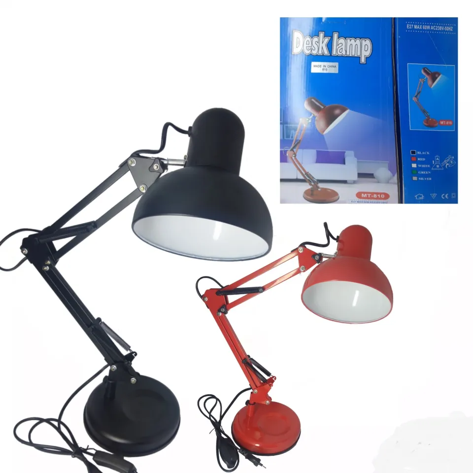 Swing Arm Desk Lamp With Clamp - Adjustable Architect Reading Lamp, White, E27 Bulb Not Included