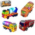 Mainan MINI Bomba Lori Construction Dengan Lagu & Lampu Fire Truck, Cement Mixer, Tanker Toys Truck With Music&Light. 