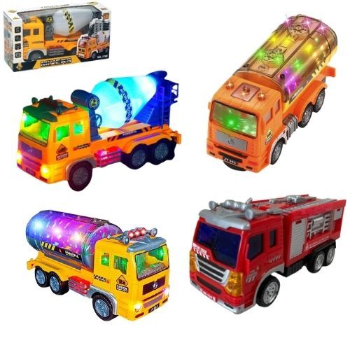 Mainan MINI Bomba Lori Construction Dengan Lagu & Lampu Fire Truck, Cement Mixer, Tanker Toys Truck With Music&Light