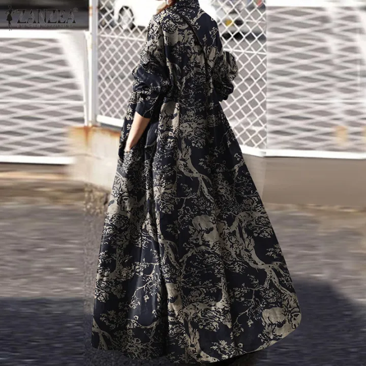 ZANZEA%20Women%20Long%20Sleeve%20Retro%20Floral%20Printed%20Kaftan%20Baggy%20Gown%20Abaya%20Maxi%20Dress%20-%20Image%203