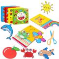90Pcs Kids Fun Paper Cut Book Set Baby DIY Early Education Puzzle Color Animal Fruit Transportation Paper Cut Book Toys. 
