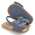 Sandal bukan Slip kain tunggal berjalan selesa gadis bayi kanvas Bowtie kasut sandal tali pinggang elastik. 