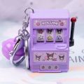 【HBESTY】 Kawaii Sanrio Casino Game Console KeyChain Melody Cinnamoroll Kuromi Cute Fashion Mini Simulation Turn hine Keychain Toy Gift. 