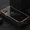For Vivo Y21 Back Cover + Hand Strap Fashion Shiny 6D Plating Maple Leaves Protective Case Square Bumper Soft Silicone Mobile Phone Cases. 