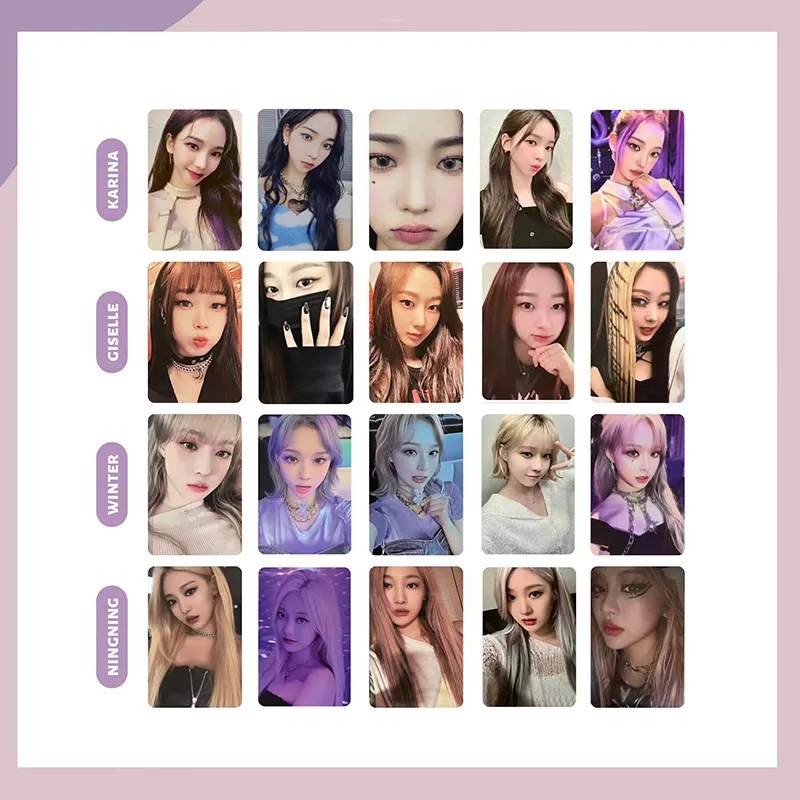 5 Aespa photo cards per set, girls collection cards, postcards