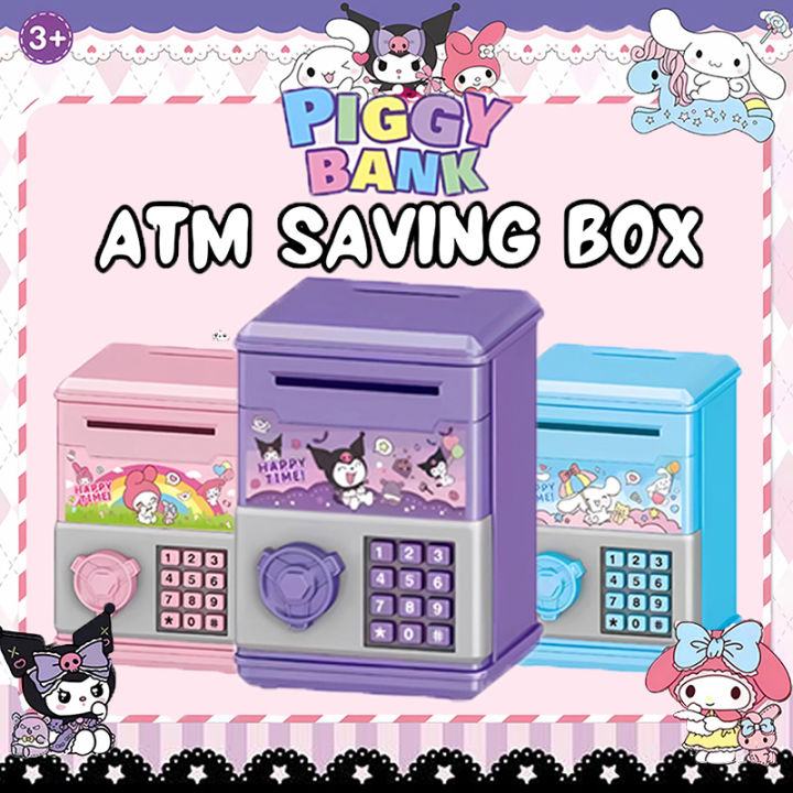 Kuromi Piggy Bank For Kids Tabung Duit Kanak ATM Cute Toys Girls Boys Gifts Save Money Cartoon Coin Banks Storage Box