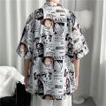 One Piece Anime Shirt Hawaiian Shirts for Men 3D Printed Casual Button Down Shirt White. 