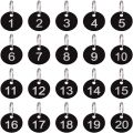 【ZOSR】20 Pack 1-20 Numbers Tags 35mm Black Numbered Keychains Dormitory Keys Office. 