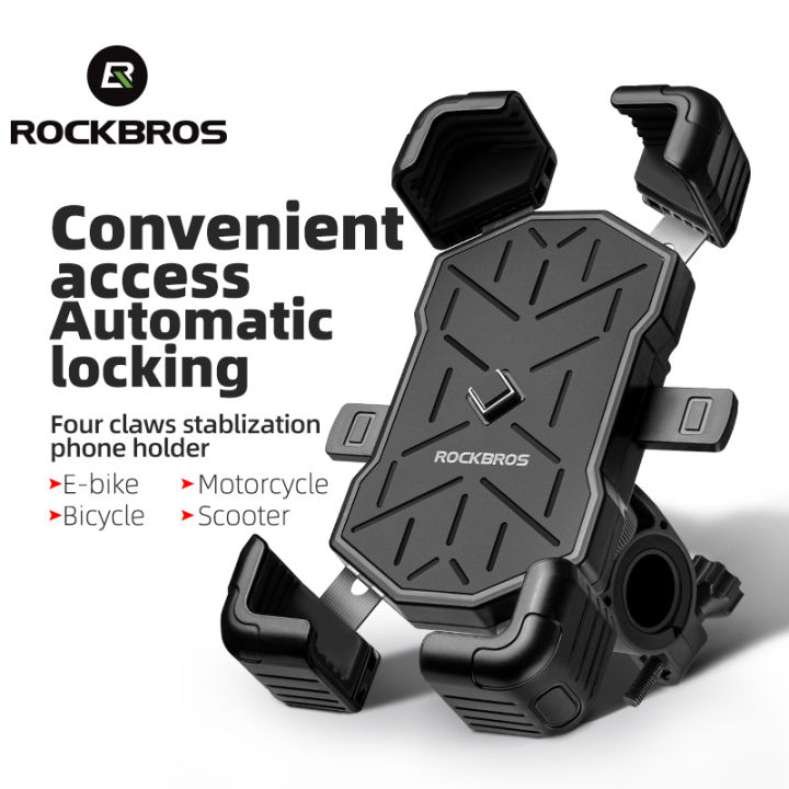 ROCKBROS Shockproof Cycling Phone Holder 360° Adjustable MTB Phone Mount Anti-vibration Anti-shake Road Bicycle Phone Bracket Quick Release Motorcycle Phone Holder E-Bike Accessories