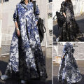 ZANZEA Women Long Sleeve Retro Floral Printed Kaftan Baggy Gown Abaya Maxi Dress. 