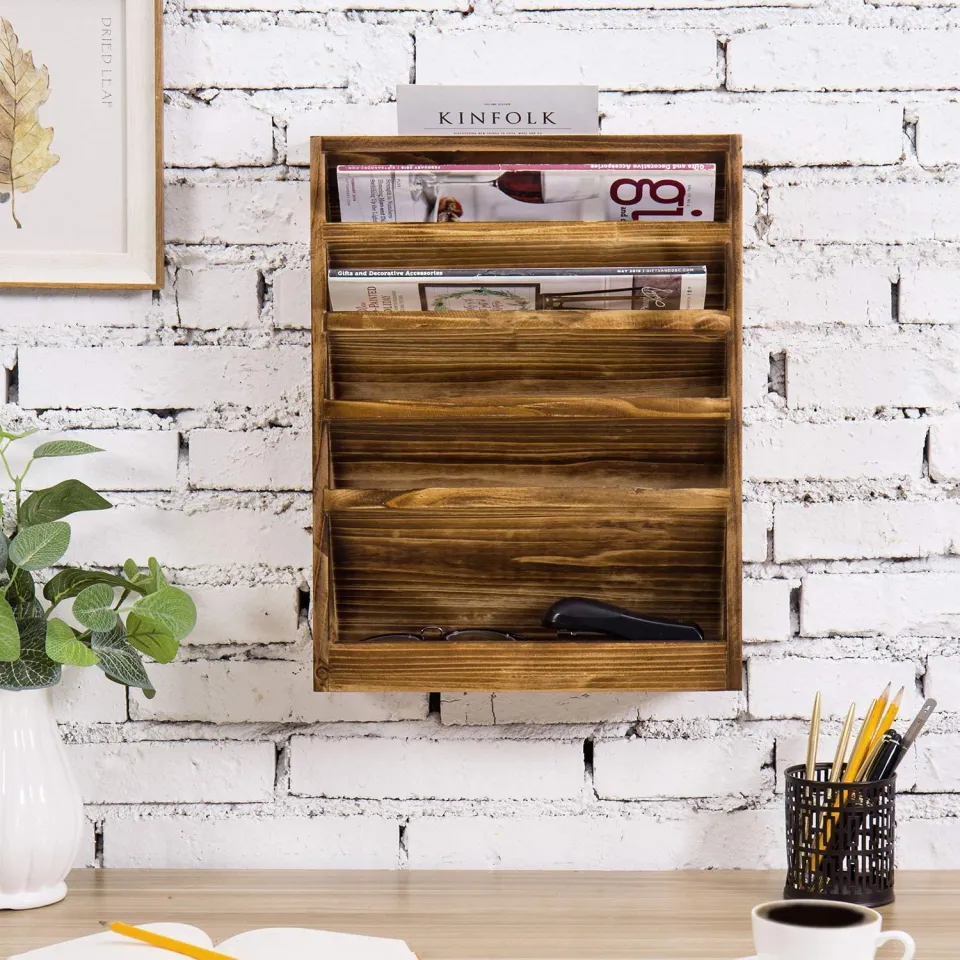 Magazine Rack outlets - Wall hung wooden magazine holder...lk