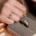Couple Married Rings Adjustable Lelaki Cincin Woman Set Box Kahwin Sepasang Sier Original Italy Four-jawed Moissanite Diamond 1 Carat Ring for Men and Women Wedding Engagement Gift wome. 