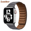 New color Leather Link Bracelet For Apple watch band Series 7 6 SE 5 4 41mm 45mm 44mm 40mm 38mm 42mm watchband Magnetic Loop bracelet For iWatch 7 6. 