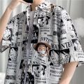 One Piece Anime Shirt Hawaiian Shirts for Men 3D Printed Casual Button Down Shirt White. 