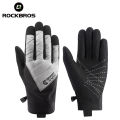 ROCKBROS Cycling Gloves Warm Fleece Lining Screen-touch Full Finger Motorcycle Gloves Adjustable Lightweight Windproof Non-slip Bicycle Riding Gloves. 