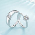 Couple Married Rings Adjustable Lelaki Cincin Woman Set Box Kahwin Sepasang Sier Original Italy Four-jawed Moissanite Diamond 1 Carat Ring for Men and Women Wedding Engagement Gift wome. 