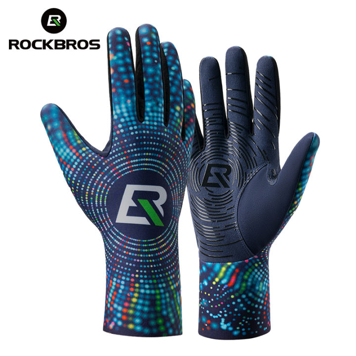 ROCKBROS Cycling Gloves Warm Fleece Long Finger MTB Road Bike Unisex Anti-slip Stretchy Extended Wristband Autumn Winter Bicycle Equipment