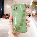 For Realme C11 Back Cover with 3D Love Heart Wristband Chain Fashion Bracelet Shiny Plating Phone Case Soft Silicone Bumper Protective Cover. 