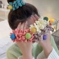 REEBO Wide Cute Simple Female Intestine Bands Headwear For Girls Gift Plush Ball Towel Mop Scrunchies Korean Style Rope Ponytail Holder Women Hair Ring.
