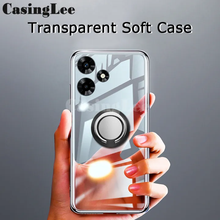 For Realme Note 60 Case Soft Clear Transparent Shockproof Car Holder Ring Back Cover Realme Note 60 Back cover Phone cases