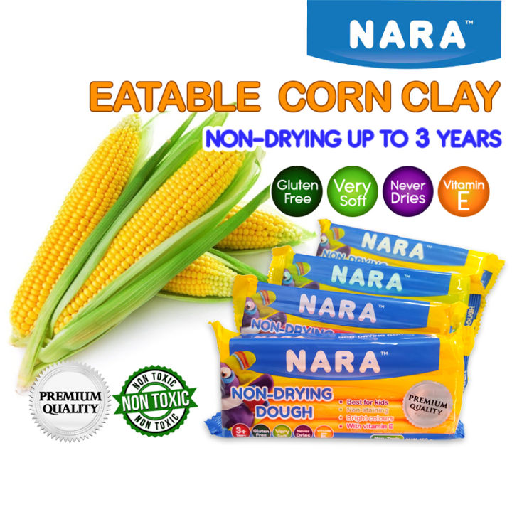 Nara Premium Quality Non-Toxic Eatable Corn Non-Drying Dough Clay 150g Tanah Liat Jagung Tidak Kering