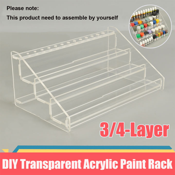 DIY Transparent Acrylic Paint premium Rack 3/4-Layer Display Storage ...