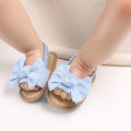 Sandal bukan Slip kain tunggal berjalan selesa gadis bayi kanvas Bowtie kasut sandal tali pinggang elastik. 