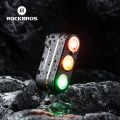 ROCKBROS 3-Color Light Bicycle Taillights Brake Sensor Cycling Rear Light 50H Long Battery Life Vibration Induction MTB Road Bike Night Safety Riding Equipment. 