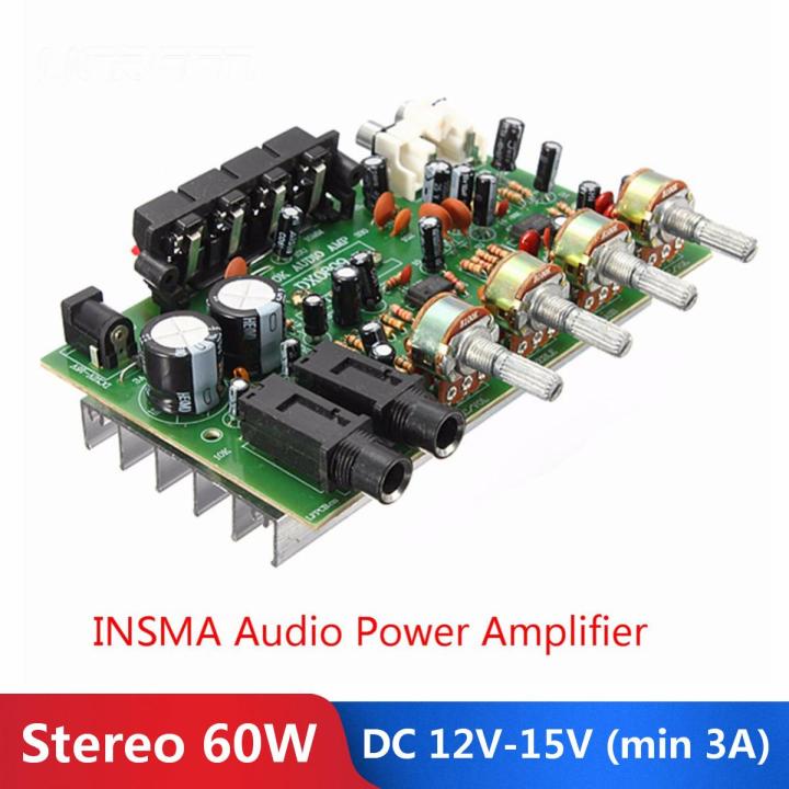 12V 60W Hi Fi Durable Stereo Digital Audio Power Amplifier Volume Tone ...