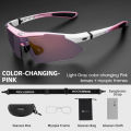 ROCKBROS Cycling Glasses Photochromic Polarized Lens Detachable Headband Myopia Frame Sports Sunglasses. 