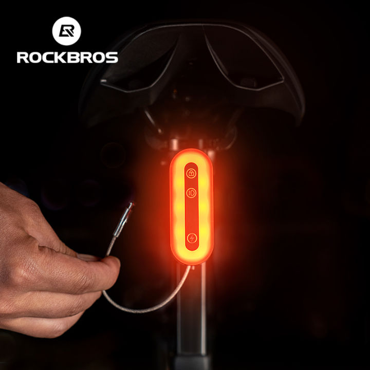 ROCKBROS Bicycle Rear Light Smart Bluetooth 5 lighting Modes Lock Light Waterproof TYPE-C Rechargeable Brake Sensing Tail Light Bike Accessories