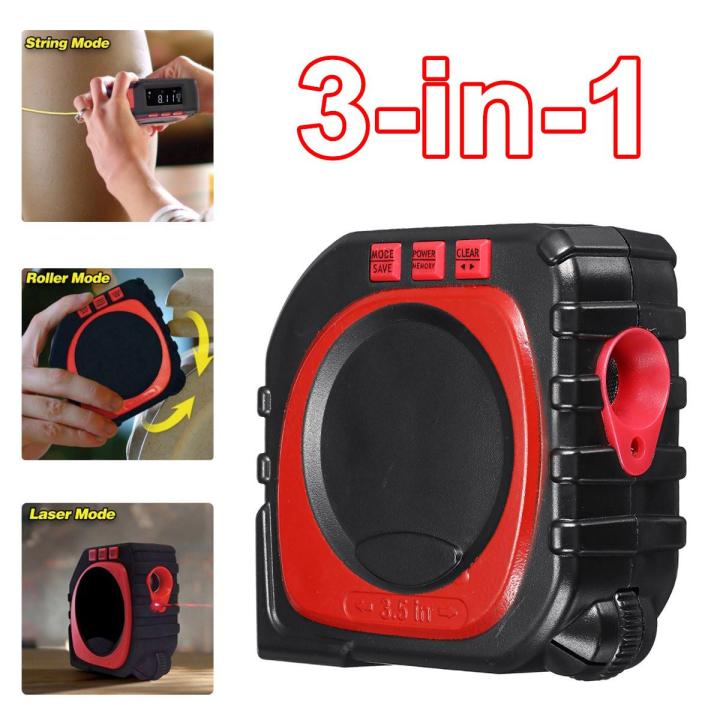 3 In 1 Digital LED Measuring Tape String Sonic Roller Mode Laser ...