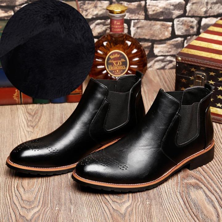 2019%20new%20Chelsea%20booties%20male%20Brock%20carved%20casual%20high%20shoes%20male%20pointed%20Martin%20boots%20-%20Black%20%7B42%7D%20-%20Image%205