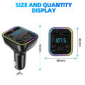Kebidumei Car Bluetooth 5.0 FM Transmitter PD Type C Dual USB 3.1A Fast Charger Colorful Ambient Light Handsfree MP3 Modulator Player. 