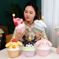 New Sanrio Happy Kawaii LED Cinnamon Roll Kuromi Melody Cartoon Filled Animal Plush Pendant Doll Creative Cute Cake Singing Toy Children's Birthday Gift. 