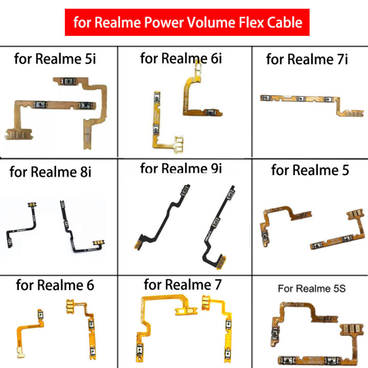 for Realme 5i/ 6i/ 7i/ 8i/ 9i/ 5/ 5s/ 6/ 7 Power Volume Side Key button Flex Cable On Off Switch Flex Replacement Repair Parts