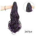 18 Inch Long Curly Wig with Deep Purple Red Sky Blue Ponytail and Large Claw Clip Synthetic Fake Ponytail Extension.