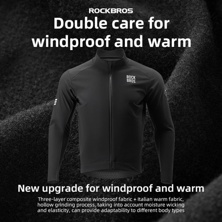 ROCKBROS%20Men's%20Cycling%20Windproof%20Fleece%20Jacket%20Autumn%20Winter%20Windproof%20MTB%20Road%20Bike%20Top%20Long%20Sleeves%20Warm%20Sport%20Coat%20With%202%20Widened%20Pockets%20Bicycle%20Clothing%20-%20Image%203
