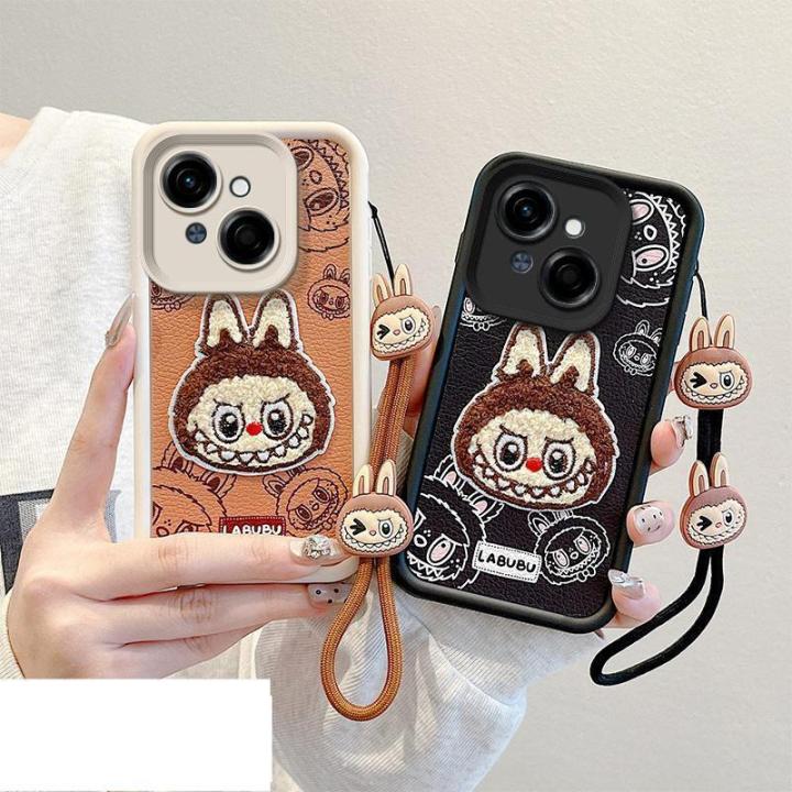 For Tecno Pop 9 4G Spark Go 1 KL4H Phone Case 3D Cute Cartoon Labubu Kapibara Anti-Drop Casing With Lanyard